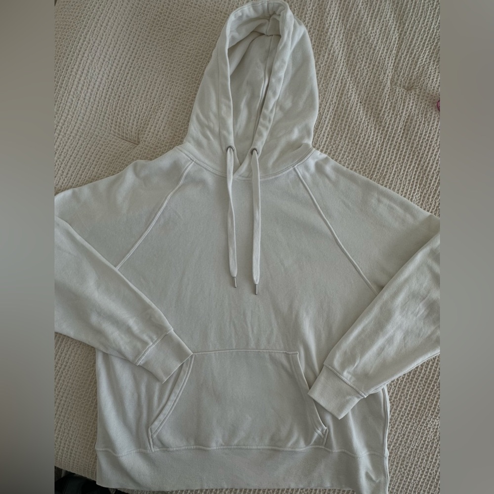 White H&M pull strong hoodie with front pocket
